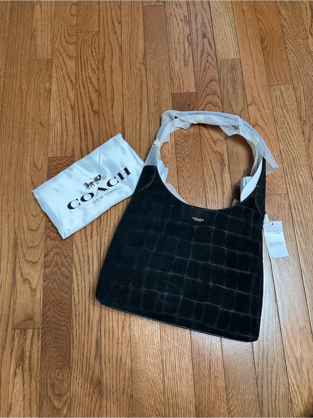 Coach Brooklyn 28 in Suede Croc-Embossed Shoulder Bag - Picture 5 of 5